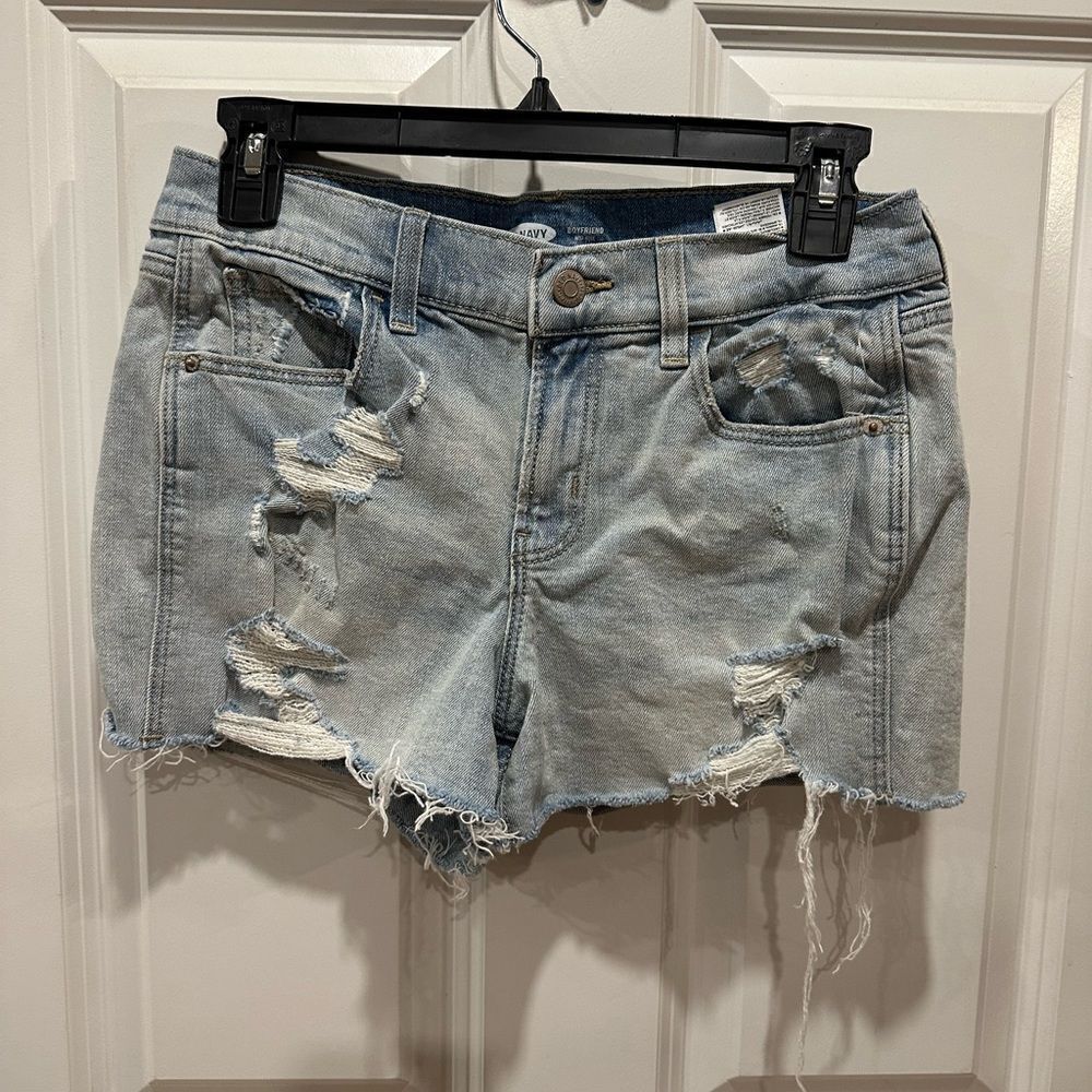 Old Navy 2 boyfriend mid rise distressed jean shorts